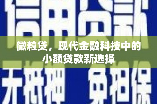 灵宝微粒贷，现代金融科技中的小额贷款新选择