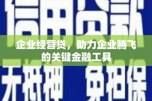 安阳企业经营贷，助力企业腾飞的关键金融工具