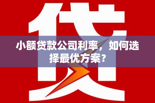 齐齐哈尔小额贷款公司利率，如何选择最优方案？