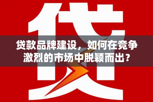 深泽贷款品牌建设，如何在竞争激烈的市场中脱颖而出？